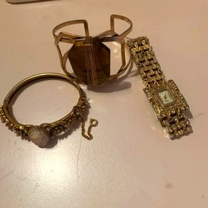 2 bangles and watch bracelet